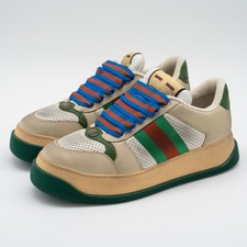 size 10G 10.5 US Gucci Double Screener Distressed Sneaker White Green Red Beige