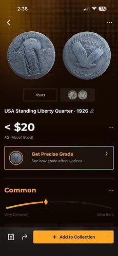 1926 Standing Liberty Quarter AG Grade 25C Circulated
