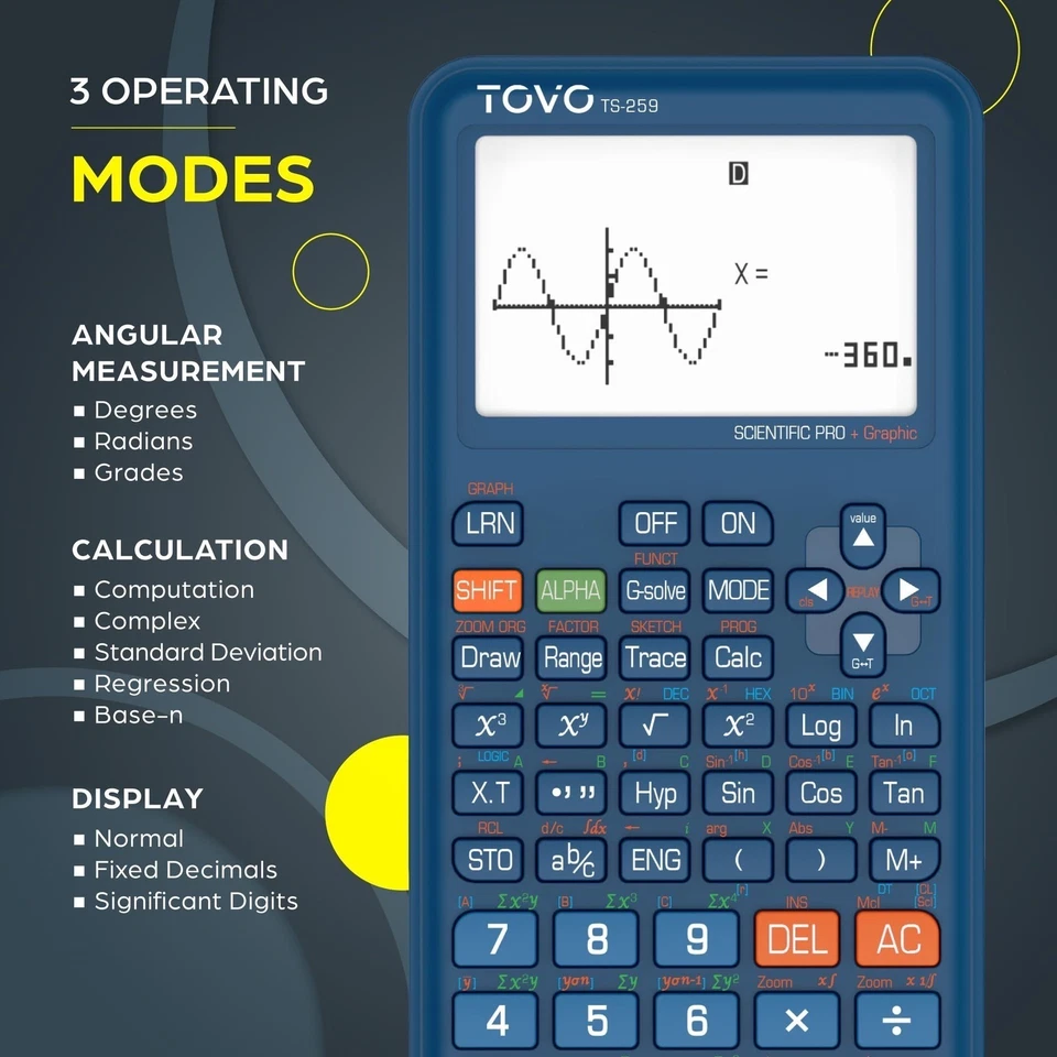 ** NEW TOVO Scientific Graphing Calculator | Model TS-529 | Large Screen ** - Image 3 of 4