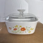 Corning Ware Wildflower Casserole Dish P-4-B 1.5 Liter w/ Pyrex Lid  P-4-C  VTG