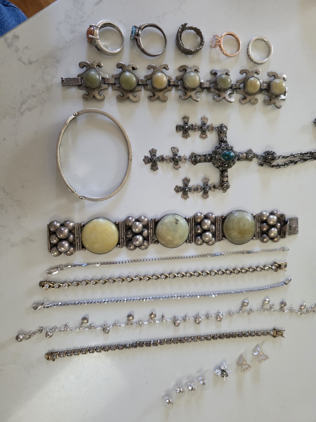 Bulk Sterling Silver Jewelry Lot 195g 925 Rings Bracelets Pendant Earrings