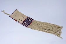 Crow Beaded Pipe Bag  Early to Mid 20th Century  5.25"w x 10" bag + 12.5" fringe