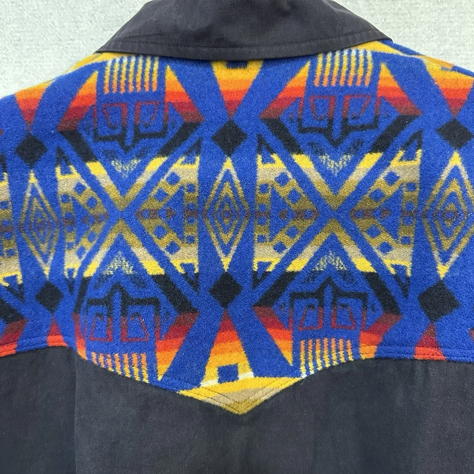 Vtg Pendleton High Grade Western Wear Large Wool Black Jacket Aztec Southwest - Image 4 of 4