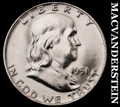 1951-D Franklin Half Dollar- Choice Gem Brilliant Uncirculated Full Bell #i4148