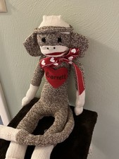 The Original Sock Monkey, Red Heel Sock, Embroidered Face, Personalized Heart
