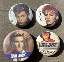 LOT OF 4 VINTAGE DURAN DURAN PINS BUTTONS - I AM THE ORIGINAL OWNER DD   