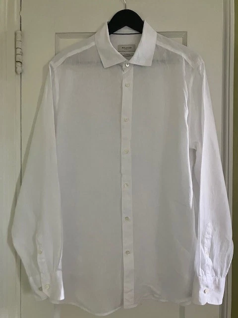 男式 Bugatchi Axel 纯色亚麻衬衫大号 — 第 3/4 张图片