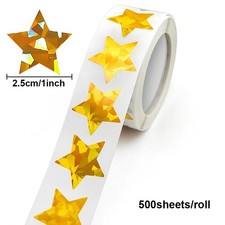 500 PCS 1 Inch Star Stickers Holographic Gold Star Stickers Self Adhesive Meta
