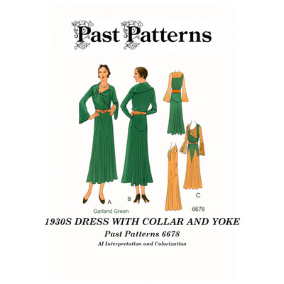 Past Patterns 6678 1930s Dress with Collar Yoke Sewing Pattern Bust 34 Vintage