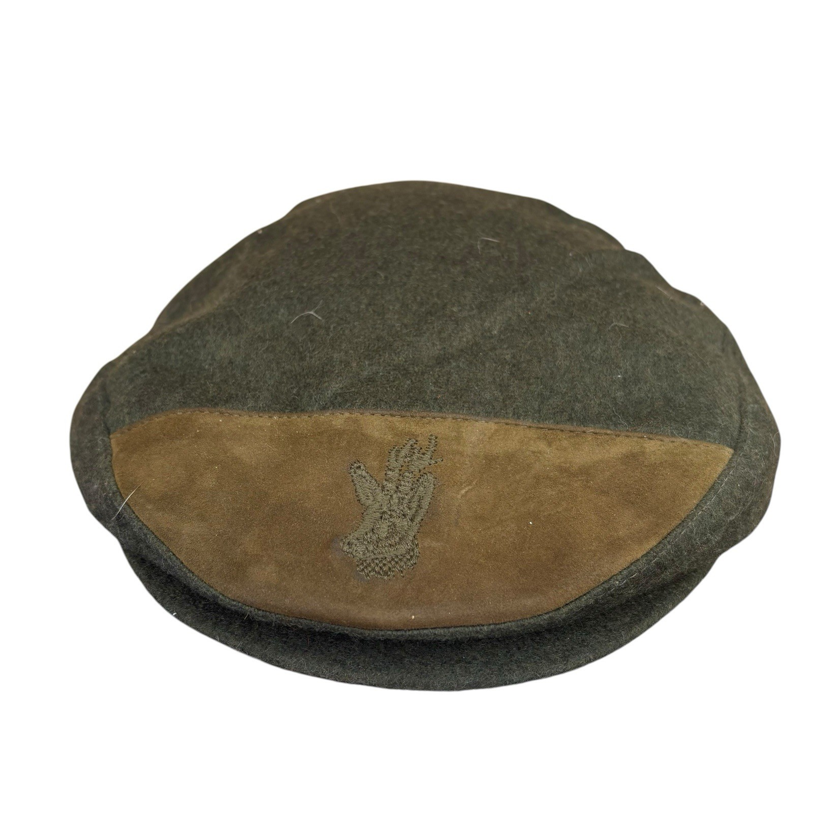 Mens Vintage Green Flat Cap 80s Wool Blend Suede 57cm Medium image 2