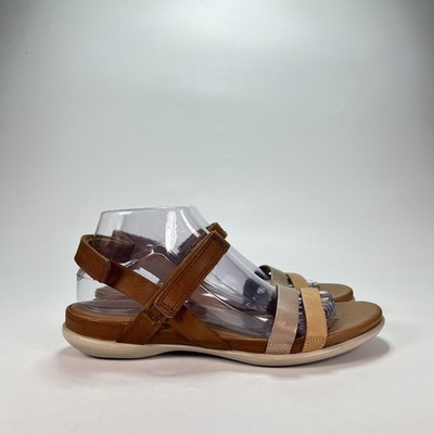 ECCO Flash Brown Bronze Adjustable Ankle Strappy Flats Sandals Women's Size 9