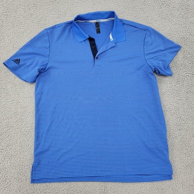 Adidas Polo Mens Medium Blue Performance Striped Shirt