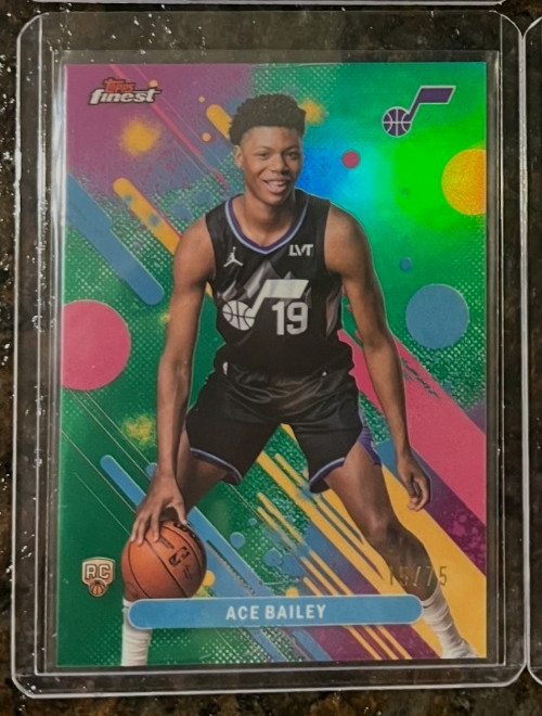 2025-26 Topps Finest Ace Bailey Green Refractor Common Rookie #'d 15/75