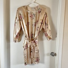 California Dynasty Robe Floral Trim Lace Embroidered Sz M