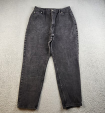 VTG LEE Riders Jeans Womens 16M Black Curvy Taper High Rise Denim Workwear Pant