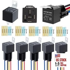 40A/30A Relay, Black 5-Piece Set, 12V, Equipped with Wiring Harness, 5-pin