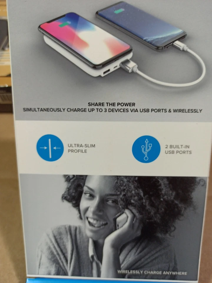 Cargador inalámbrico myCharge 5K desenchufado + banco de alimentación, blanco. 5000 mAh Foto 4 de 4