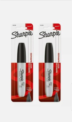 Sharpie Permanent Markers Chisel Point 2-Pack (1841298) Black - BRAND NEW