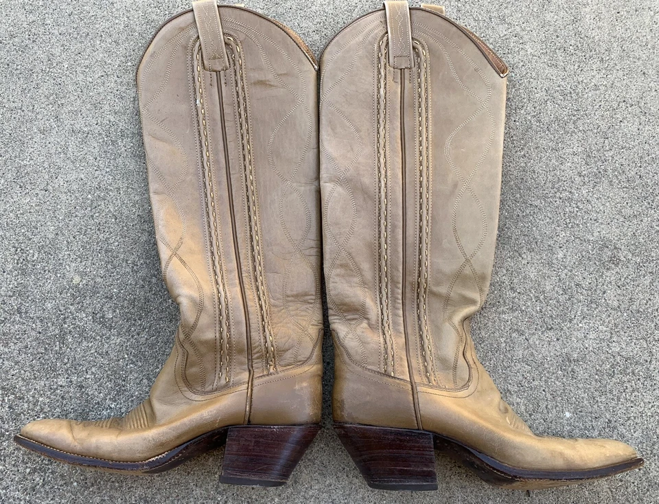 vintage Dan Post boots western cowboy cowgirl leather made in Spain size 6 A  - Image 3 of 4