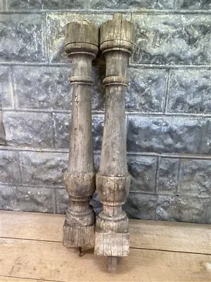 Buy Pair Architectural Salvage Wood Balusters, Antique Spindles Porch Post Column, B