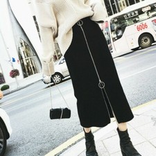 Lady Modern Skirt High Waist Elastic Bodycon Slim Zip OL Dress Skinny Casual