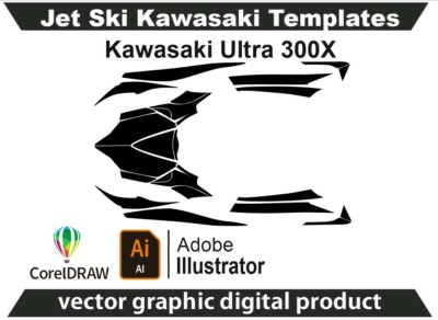Jet Ski templates Kawasaki Ultra 300 X Vector Format Ai Cdr Ready for design J7