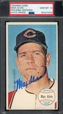 Max Alvis Gem Mint 10 PSA DNA Signed 1964 Topps Giants Autograph