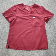 Figs Technical Collection Catarina One Pocket Scrub Top Womens XL Maroon EUC