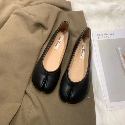 Flache elegante Tabi Damenschuhe flache bequeme weibliche Halbschuhe mit geteilter Zehenpartie - Bild 11 von 18