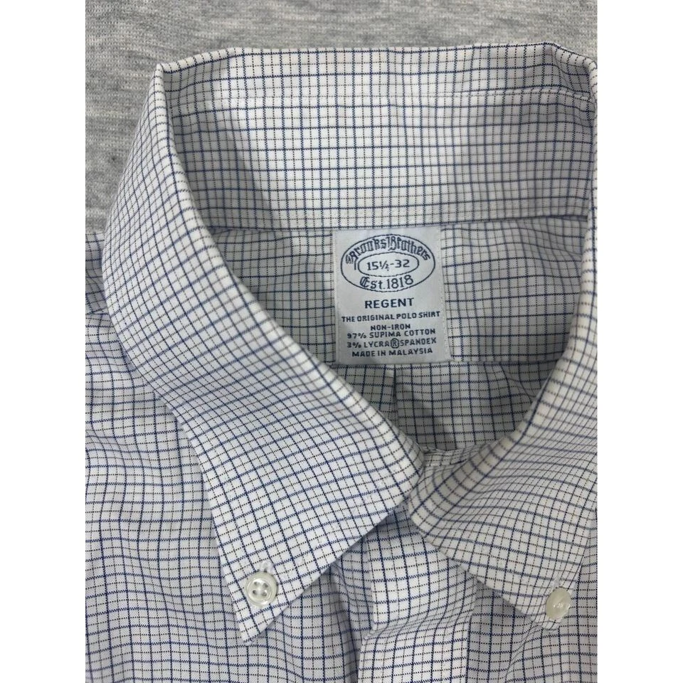 Camisa Brooks Brothers Para Hombre 15 1/2 - 32 Regent Cuadros Lino Sin Planchar Foto 2 de 4