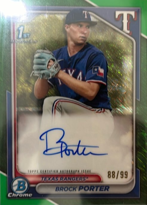 2024 Bowman Chrome Prospect Auto #CPA-BP Brock Porter Green Shimmer #99