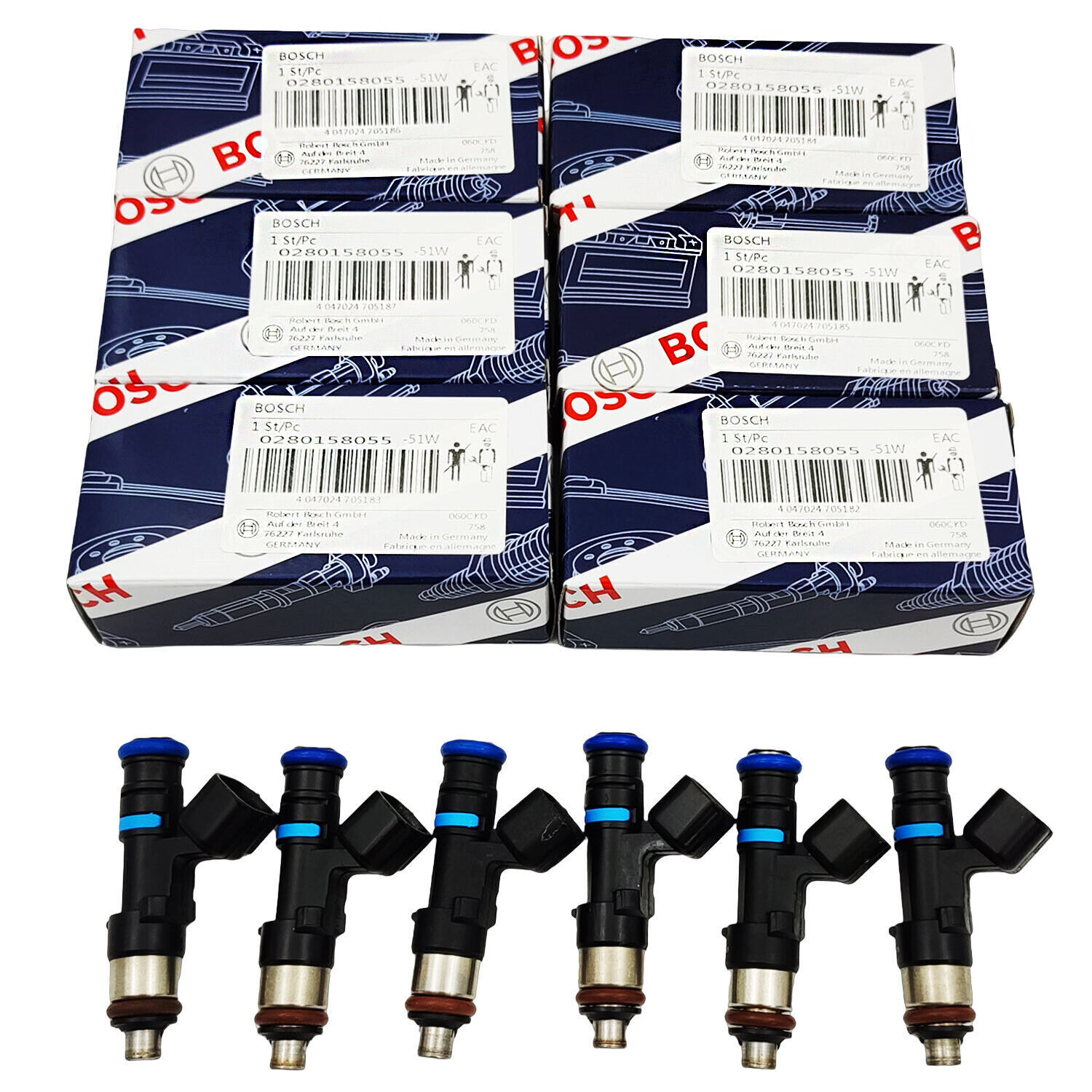 6X Bosch 0280158055 Fuel Injectors for 06-10 Mustang Explorer Mazda 4.0L V6