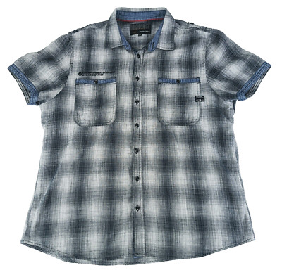Angelo Litrico Mens XL Urbndist Short Sleeve Blue Lined  Shirt