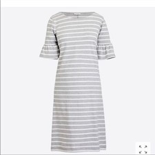 J. Crew gray & white striped bell sleeved knit dress size XS