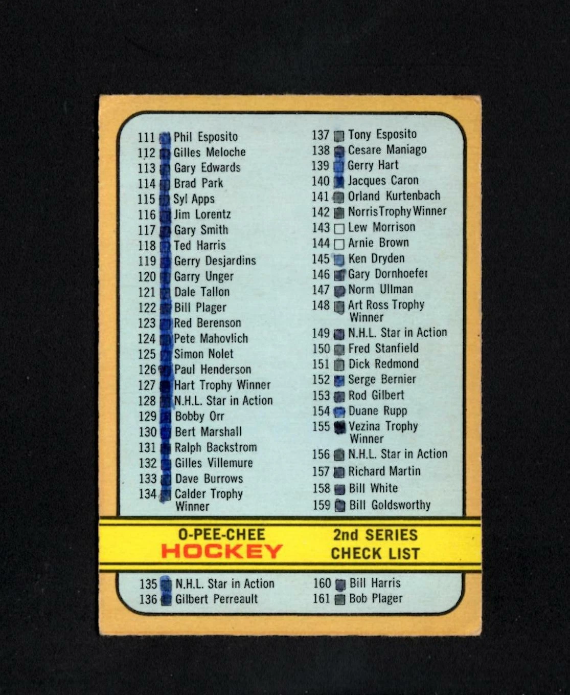 32242* 1972-73 OPC O-PEE-CHEE # 19 Checklist