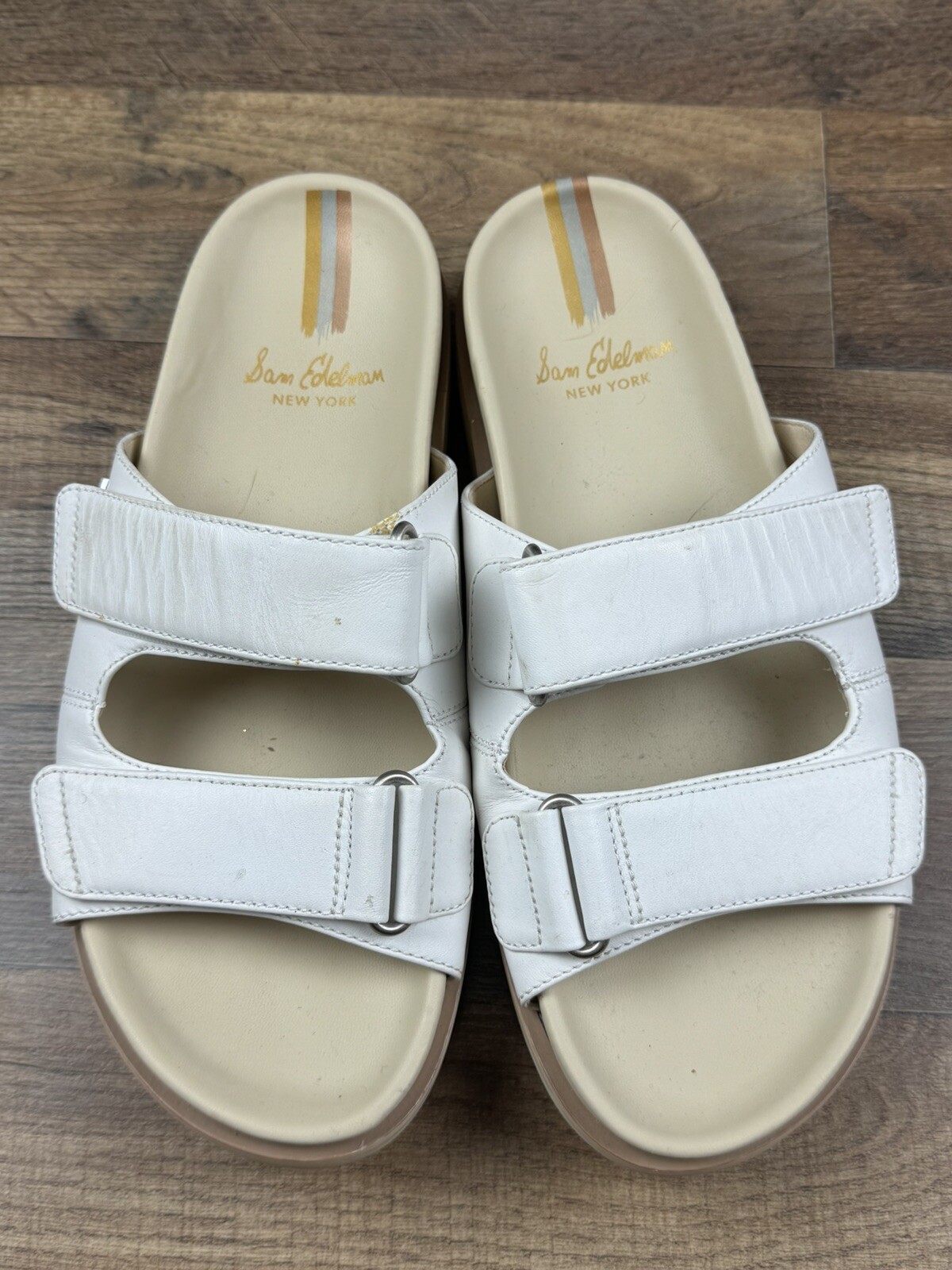 SAOLA Sandali Sam Edelman Eliana slide in pelle bianca suola a strappo taglia 9M