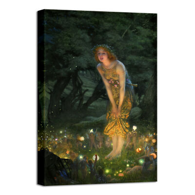 Canvas Wall Art Fairy Tale Midsummer Eve with A Girl and Elves by Edward Robert