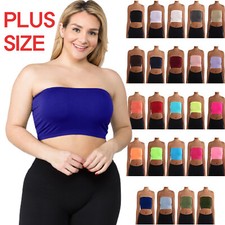  Regular  Plus Sizes Seamless Tube Top Bandeau Stretchable Spandex Solid Bra
