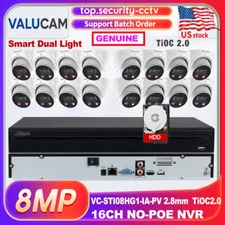 VALUCAM 8MP TiOC2.0 Smart Dual Light IP Camera 16CH NO-POE NVR CCTV SyStem lot