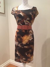 WITCHERY Dress Size S Career Work Silk Feel Autumn Colours Knee Length