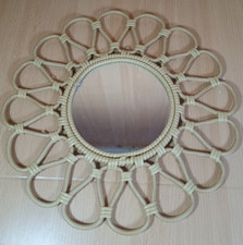 Outdoor Rattan Flower Mirror - 40cm Wide - Boxed