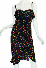 🆓US🛃  Dolce&Gabbana D&G multicolor polka dot corset ruffle silk Dress IT 40