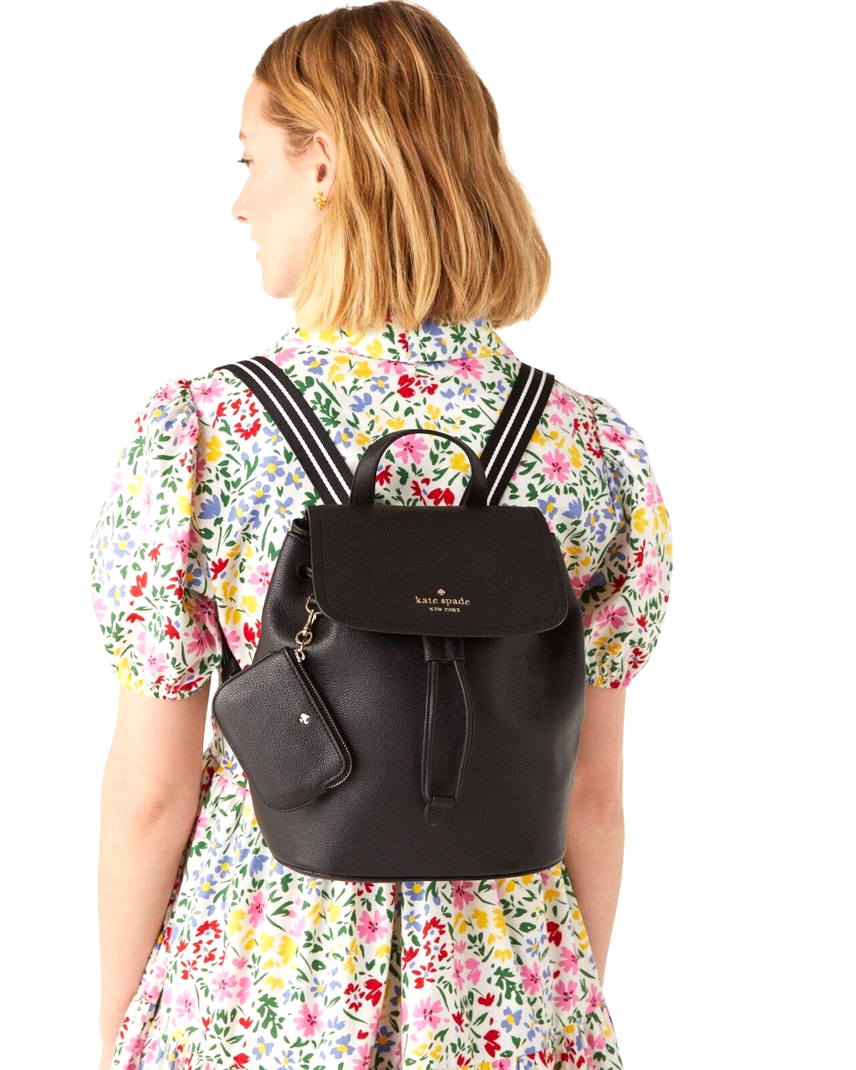 New Kate Spade Rosie Medium Flap Backpack Black | eBay