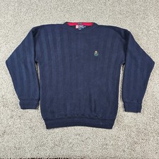 Vintage Chaps Ralph Lauren Sweater Mens XL Navy Hand Framed Chevron Knit 90s