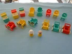 U-PICK VINTAGE FISHER PRICE #761 PLAY FAMILY NURSERY SET BABY CRADLE STROLLER