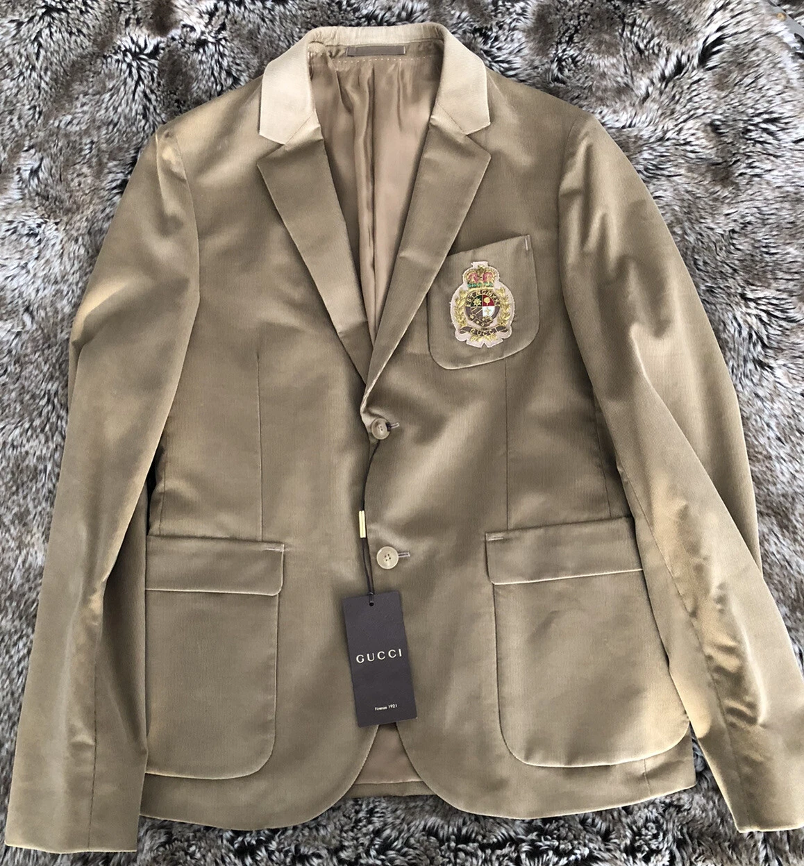 Blazer Giacca Gucci Designer Velluto a coste logo tascabile logo