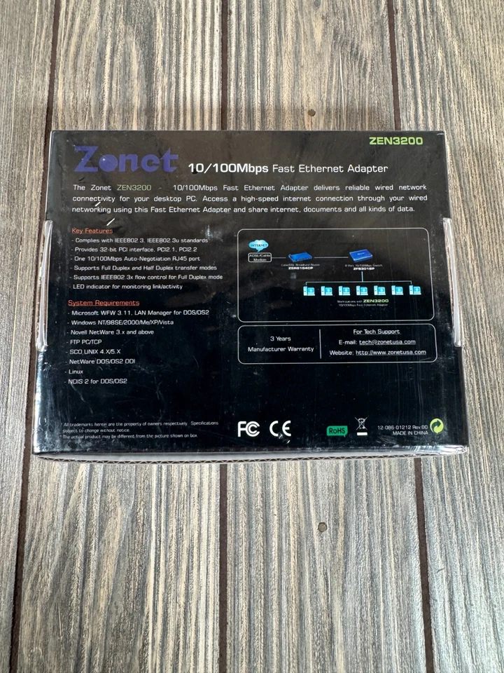 Zonet Zen3200 10/100Mbps fast Ethernet Adapter Windows Vista compatible 32 bit - Image 2 of 4