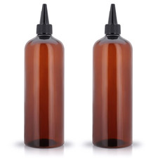 Applicator Bottles for Hair - 2 Pack, 16 Ounce Oil Bottles with Cap, PET Plastic
