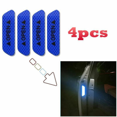 #ad 4PCS Super Car Door Open Sticker Reflective Tape Safety Warning Decal Blue Hot $0.99