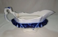 Antique Gravy Boat Johnson Brothers Florida Flow Blue Semi Porcelain England